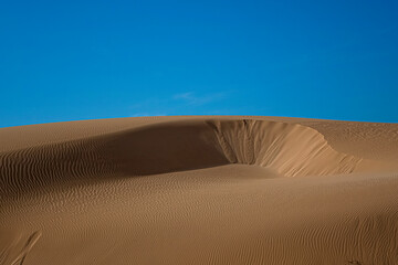 Low sun over the natural park in Corralejo Fuerteventura The Canary Islands spain