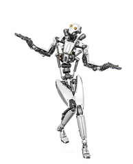 droid soldier is dancing in action and holding a pistol