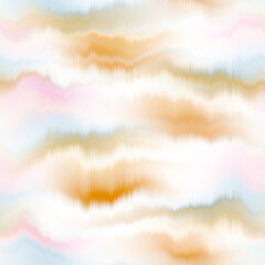 Wavy summer dip dye boho background. Wet ombre color blend for beach swimwear, trendy fashion print. Dripping wave digital watercolor swirl effect. High resolution seamless pattern art material. © Nautical