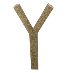 3d letter Y in the style of wooden logs, isolated on white background, 3D illustration