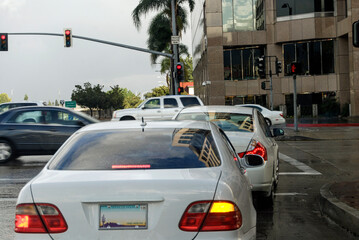 Busy intersection near downtown Los Angeles