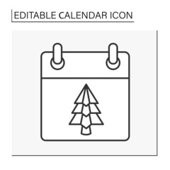  Reminder line icon. Holidays. New Year celebration. Special date. Calendar concept. Isolated vector illustration. Editable stroke