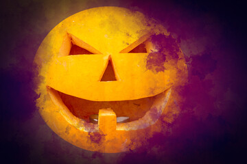Halloween jack o lantern. Grunge style.