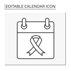 Reminder line icon. Global date. World AIDS Day. Support and love for sick people. Calendar concept. Isolated vector illustration. Editable stroke