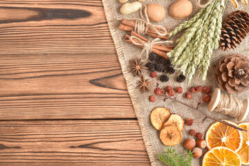 Dried flowers for children's creativity. Natural material for eco design.