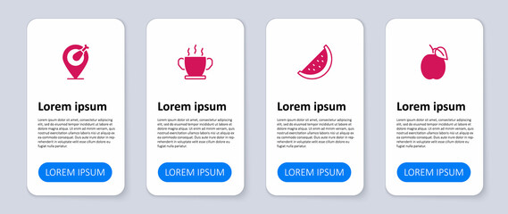 Set Plum fruit, Watermelon, Bowl of hot soup and Chicken leg. Business infographic template. Vector