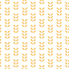 Seamless geometric pattern. Oats, wheat, grain, rice background, fox. Vector illustration