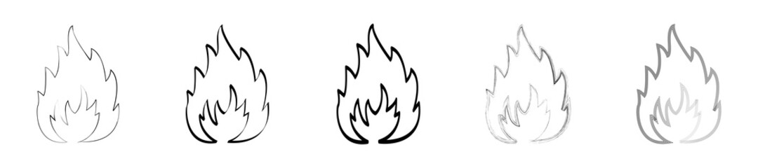 Fire icons set. Fire flame. Illustration