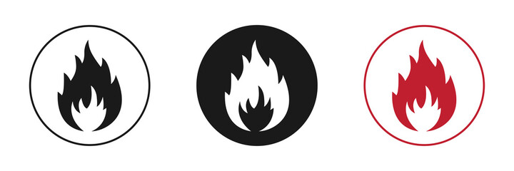 Fire icons set on white background. Illustration