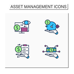 Infrastructure asset management color icon. Hand keeps asset.Integrated, multidisciplinary strategies.Business concept. Isolated vector illustration