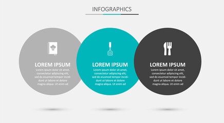 Set Spatula, Cookbook and Crossed knife and fork. Business infographic template. Vector