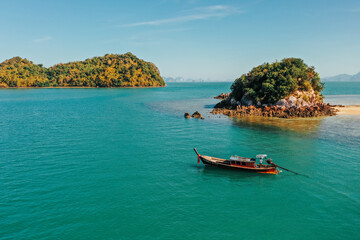 Fishing boat on the calm sea in Mu Koh Chang National Park, Ko, Thailand