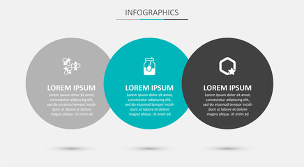 Set Jar of honey and dipper stick, Bees and Honeycomb. Business infographic template. Vector