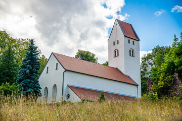 Swiny, Poland - August 08, 2021. Roman Catholic Church of Saint Nicholas - Saint Mikolaj Church