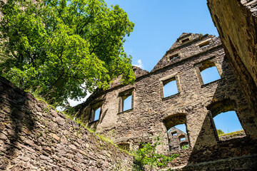 Fototapeta na wymiar Swiny, Poland - August 08, 2021. Ruin of Swiny Castle in Poland in Summer