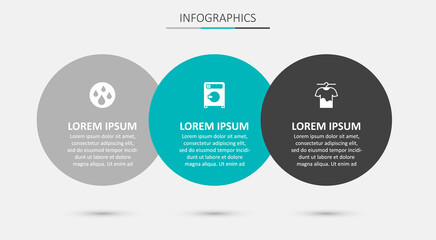 Set Washer, Water drop and Drying clothes. Business infographic template. Vector
