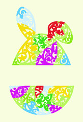 Easter split mane frame with egg and bunny years