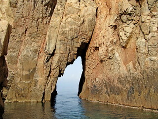 Grotto of Calanques of Piana view from the Sea. Southern coast of the Gulf of Porto. Corsica 2nd May 2013