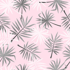 Seamless abstract tropical pattern with palm leaves. Fashion print, textile, fabric design