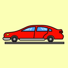 Fototapeta na wymiar red color car cartoon design for children's book template.