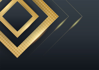 Fototapeta premium Black gold background overlap dimension abstract geometric modern. Vector illustration