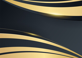 Elegant wavy black gold background with overlap layer. Suit for business, corporate, institution, party, festive, seminar, and talks