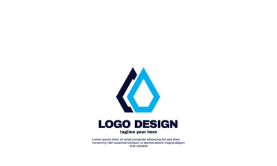 abstract best inspiration modern company business logo design blue navy color