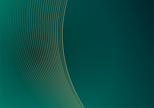 Abstract green luxury background with golden line on dark. Realistic paper cut style 3d. Vector illustration for banner, poster, brochure, presentation background and much more