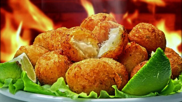 Brazilian snack, cod cake, bolinho de bacalhau