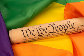 Constitution on rainbow flag