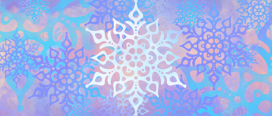 Blue snowflakes vector texture for card design. Luxury background for flyer, poster, banner, holiday, party, decoration. Merry Christmas. Snowfall. Pastel colors Christmas template.	
