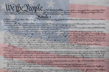 Obraz premium Constitution and American Flag.
