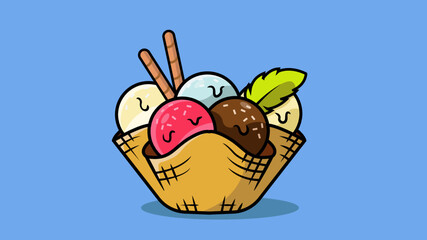 five flavor ice cream vector