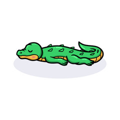 Cute little crocodile cartoon sleeping