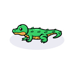 Cute little green crocodile cartoon