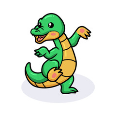 Cute little crocodile cartoon standing