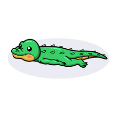 Obraz premium Cute little green crocodile cartoon
