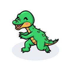 Cute little crocodile cartoon standing