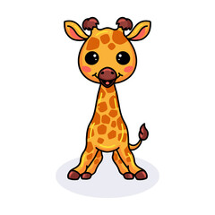 Cute little giraffe cartoon standing