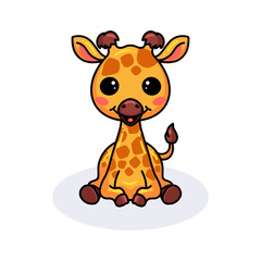 Cute little giraffe cartoon sitting