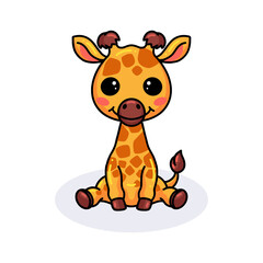 Cute little giraffe cartoon sitting