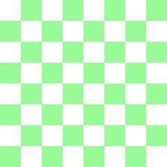 Checkerboard 8 by 8. Pale Green and White colors of checkerboard. Chessboard, checkerboard texture. Squares pattern. Background.