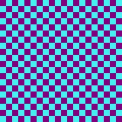 Two color checkerboard. Cyan and Purple colors of checkerboard. Chessboard, checkerboard texture. Squares pattern. Background.