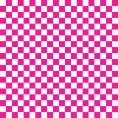 Two color checkerboard. Deep pink and White colors of checkerboard. Chessboard, checkerboard texture. Squares pattern. Background.