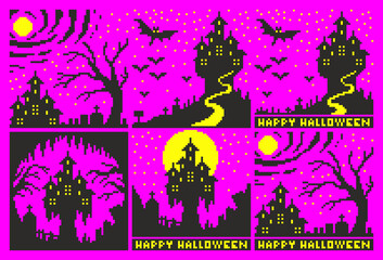 ハロウィンのピクセルアート