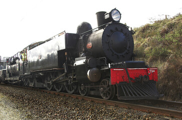 Fototapeta na wymiar Steam Locomotive in Action