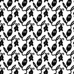 seamless pattern of cute bug and flower cartoon