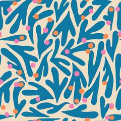 Fototapeta premium Matisse abstract shaped tropical minimalist seamless pattern. Vector illustration