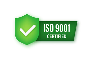 ISO 9001 Certified badge, icon. Certification stamp. Vector stock illustration.