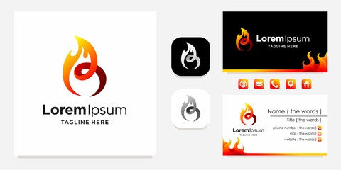 burn logo with business card design